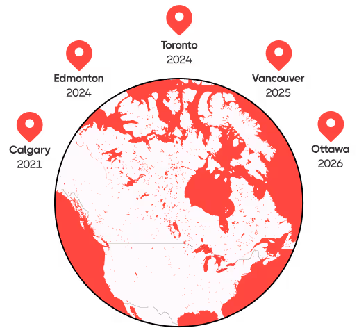 Map of Canada marking where Cactus Moving operates