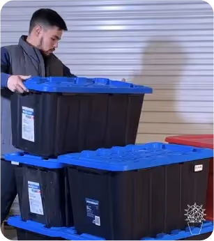 Stacking bins on a pallet for a long-distance move